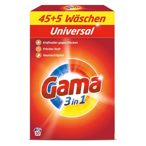 Порошок для прання Gama 3in1 універсальний 50 прань, 3 кг